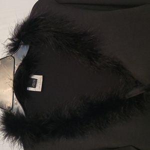 Feathery Neckline Black Sweater. Medium. NWOT